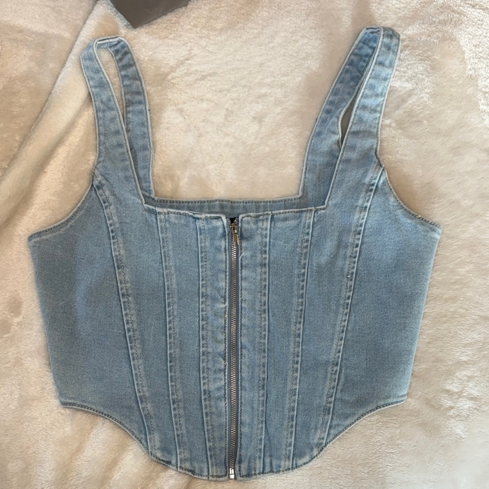 Refuge Blue Bustier Crop Top